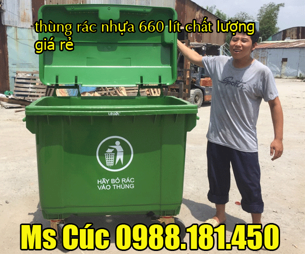 giá thùng rác nhựa 660 lít