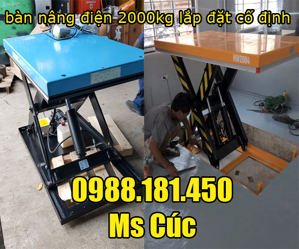 bàn nâng điện 2000kg cố định